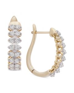 Diamond Marquise-Style Hoop Earrings (1 ct. t.w.) in 14k Gold, Created for Macy's