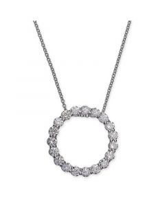 Certified Diamond Open Circle Pendant Necklace (1-1/2 ct. t.w.) in 14k White Gold, 16" + 2" extender