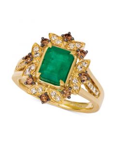 Costa Smeralda Emerald (1-1/5 ct. t.w.) & Diamond (1/2 ct. t.w.) Ring set in 14k Gold