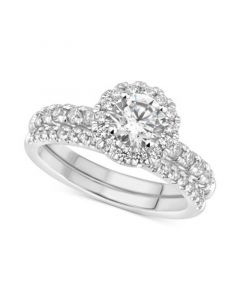 GIA Certified Diamond Halo Bridal Set (1-1/2 ct. t.w.) in 14k White Gold