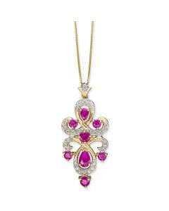 Ruby (1-3/8 ct. t.w.) & Diamond (1/4 ct. t.w.) 18" Pendant Necklace in 10k Gold