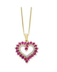 Ruby (1-1/6 ct. t.w.) & Diamond (1/10 ct. t.w.) Heart 18" Pendant Necklace in 10k Gold