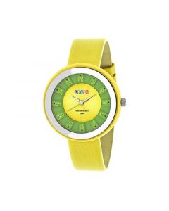 Unisex Celebration Yellow Genuine Leather Strap Watch 38mm