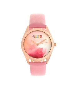 Unisex Graffiti Light Pink Leatherette Strap Watch 35mm