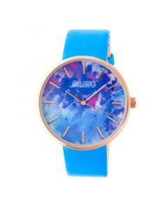 Unisex Swirl Powdered Blue Leatherette Strap Watch 42mm