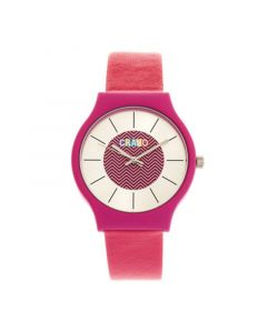 Unisex Trinity Hot Pink Leatherette Strap Watch 36mm