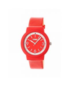 Unisex Vivid Red Leatherette Strap Watch 36mm