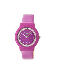 Unisex Vivid Fuchsia Leatherette Strap Watch 36mm