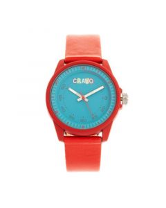 Unisex Jolt Red Leatherette Strap Watch 34mm