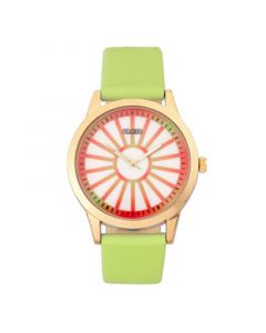 Unisex Electric Light Green Leatherette Strap Watch 41mm