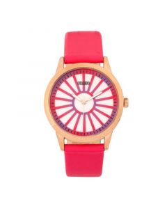 Unisex Electric Hot Pink Leatherette Strap Watch 41mm