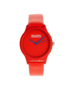 Unisex Splat Red Leatherette Strap Watch 38mm