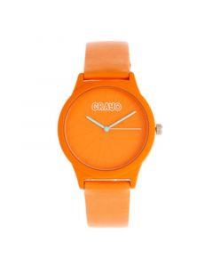 Unisex Splat Orange Leatherette Strap Watch 38mm