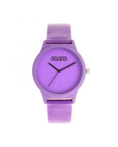 Unisex Splat Purple Leatherette Strap Watch 38mm