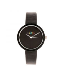 Unisex Blade Black Leatherette Strap Watch 37mm