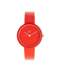 Unisex Blade Red Leatherette Strap Watch 37mm