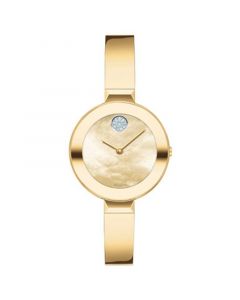 Women's Swiss Bold Gold Ion-Plated Stainless Steel Bangle Bracelet Watch 28mm