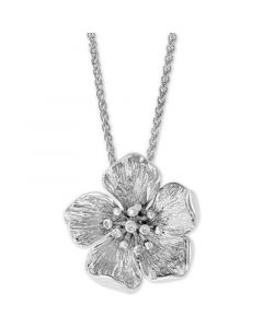 EFFY® Diamond Accent Flower 18" Pendant Necklace in Sterling Silver