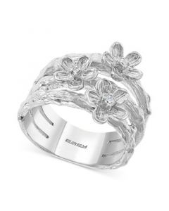 EFFY® Diamond Flower Stack-Look Statement Ring (1/20 ct. t.w.) in Sterling Silver