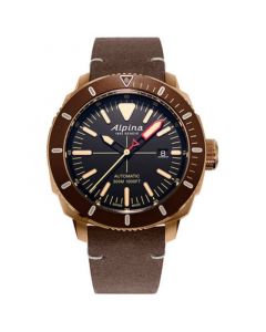 Men’s Swiss Automatic Seastrong Diver 300 Brown Leather Strap Watch 44mm