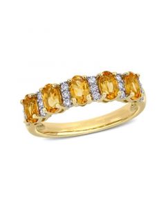 Citrine (1-1/6 ct. t.w.) and Diamond (1/6 ct. t.w.) Semi Eternity Ring in 14k Yellow Gold