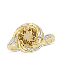 Citrine (1-4/5 ct. t.w.), White Topaz (1/7 ct. t.w.) and Diamond Accent Swirl Ring in 18k Yellow Gold Over Sterling Silver