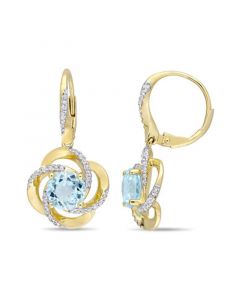 Blue Topaz (4-3/4 ct. t.w.), White Topaz (1/2 ct. t.w.) Interlaced Floral Swirl Earrings in 18k Yellow Gold Over Sterling Silver