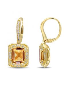 Citrine (6-1/5 ct. t.w.), White Topaz (1/3 ct. t.w) and Diamond (1/10 ct. t.w.) Drop Earrings in 18k Yellow Gold Over Sterling Silver