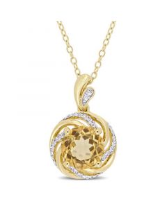 Citrine (1-4/5 ct. t.w.), White Topaz (1/7 ct. t.w.) and Diamond Accent Swirl 18" Necklace in 18k Yellow Gold Over Sterling Silver