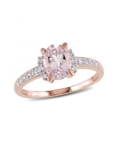 Morganite (1-1/7 ct. t.w.) and Diamond (1/20 ct. t.w.) Ring in 18k Rose Gold Over Sterling Silver