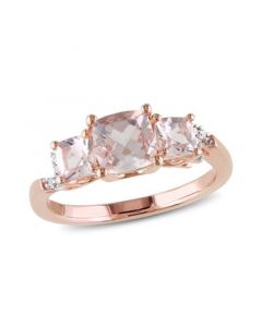 Morganite (1-2/5 ct. t.w.) and Diamond Accent 3-Stone Ring in 18k Rose Gold Over Silver