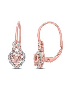 Morganite (1 ct. t.w.) and Diamond Accent Heart Earrings in 10k Rose Gold