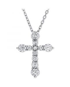 Diamond Cross Adjustable Pendant Necklace (1 ct. t.w.) in 14k White Gold