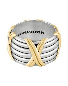 Wide Crisscross Ring in Sterling Silver & Gold-Plate