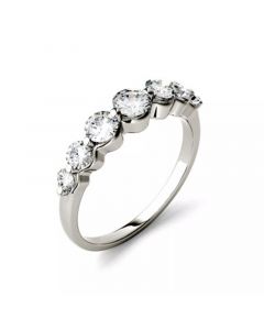 Moissanite Graduated Seven Stone Band 7/8 ct. t.w. Diamond Equivalent in 14k White, Yellow, or Rose Gold