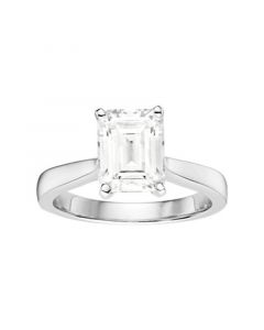 Moissanite Emerald Solitaire Ring 2-1/2 ct. t.w. Diamond Equivalent in 14k White Gold