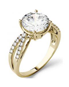 Moissanite Split Shank Ring 2-9/10 ct. t.w. Diamond Equivalent in 14k White Gold or 14k Yellow Gold