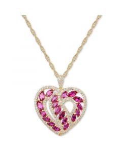 Ruby (2-1/4 ct. t.w.) & Diamond (1/2 ct. t.w.) Heart 18" Pendant Necklace in 14k Gold