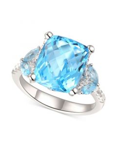 Blue Topaz (5 ct. t.w.) & White Topaz (1/4 ct. t.w.) Ring in Sterling Silver