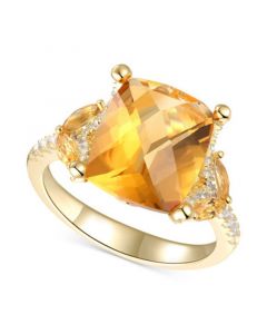 Citrine (4-1/4 ct. t.w.) & White Topaz (1/4 ct. t.w.) Statement Ring in 14k Gold-Plated Sterling Silver