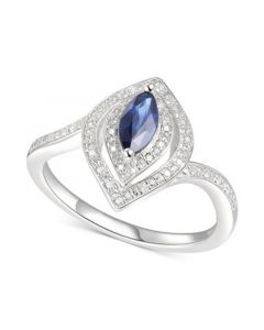 Sapphire (3/8 ct. t.w.) & Diamond (1/10 ct. t.w.) Statement Ring in Sterling Silver