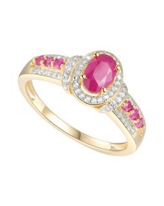 Ruby (3/4 ct. t.w.) & Diamond (1/10 ct. t.w.) Ring in 14k Gold-Plated Sterling Silver