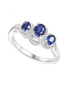 Sapphire (3/4 ct. t.w.) & Diamond (1/10 ct. t.w.) Statement Ring in Sterling Silver