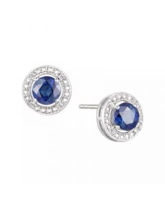 Sapphire (5/8 ct. t.w.) & Diamond Accent Stud Earrings in Sterling Silver (Also Available In Emerald and Ruby)