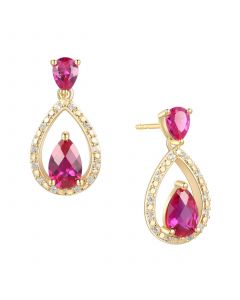 Ruby (1-1/5 ct. t.w.) & Diamond (1/20 ct. t.w.) Openwork Teardrop Drop Earrings in 14k Gold-Plated Sterling Silver