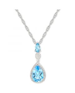 Blue Topaz (2 ct. t.w.) & Diamond (1/10 ct. t.w.) 18" Lariat Necklace in Sterling Silver