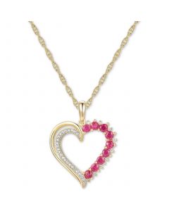 Ruby (1/2 ct. t.w.) & Diamond (1/20 ct. t.w.) Open Heart 18" Pendant Necklace in 14k Gold-Plated Sterling Silver