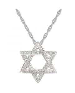 Cubic Zirconia Star of David 18" Pendant Necklace in Sterling Silver