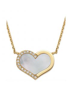 EFFY® Mother-of-Pearl & Diamond (1/20 ct. t.w.) Heart 18" Pendant Necklace in 14k Gold