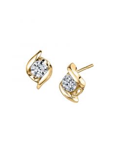 Diamond (1/5 ct. t.w.) Twist Earrings in 14k Yellow Gold